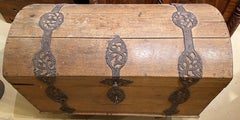 18th Century Continental Oak Dome Top Trunk with Fabulous Metalwork