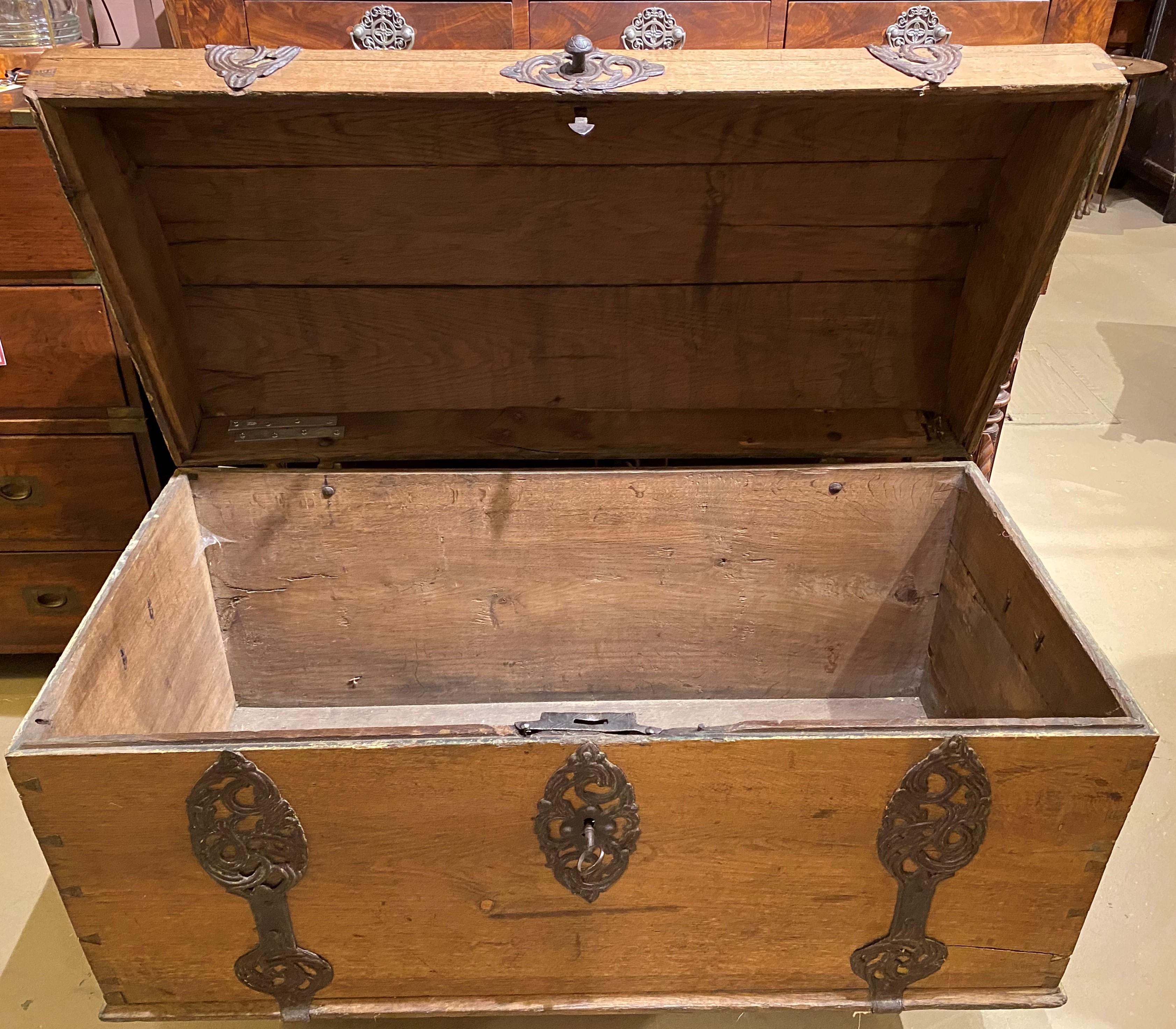18th Century Continental Oak Dome Top Trunk with Fabulous Metalwork 1