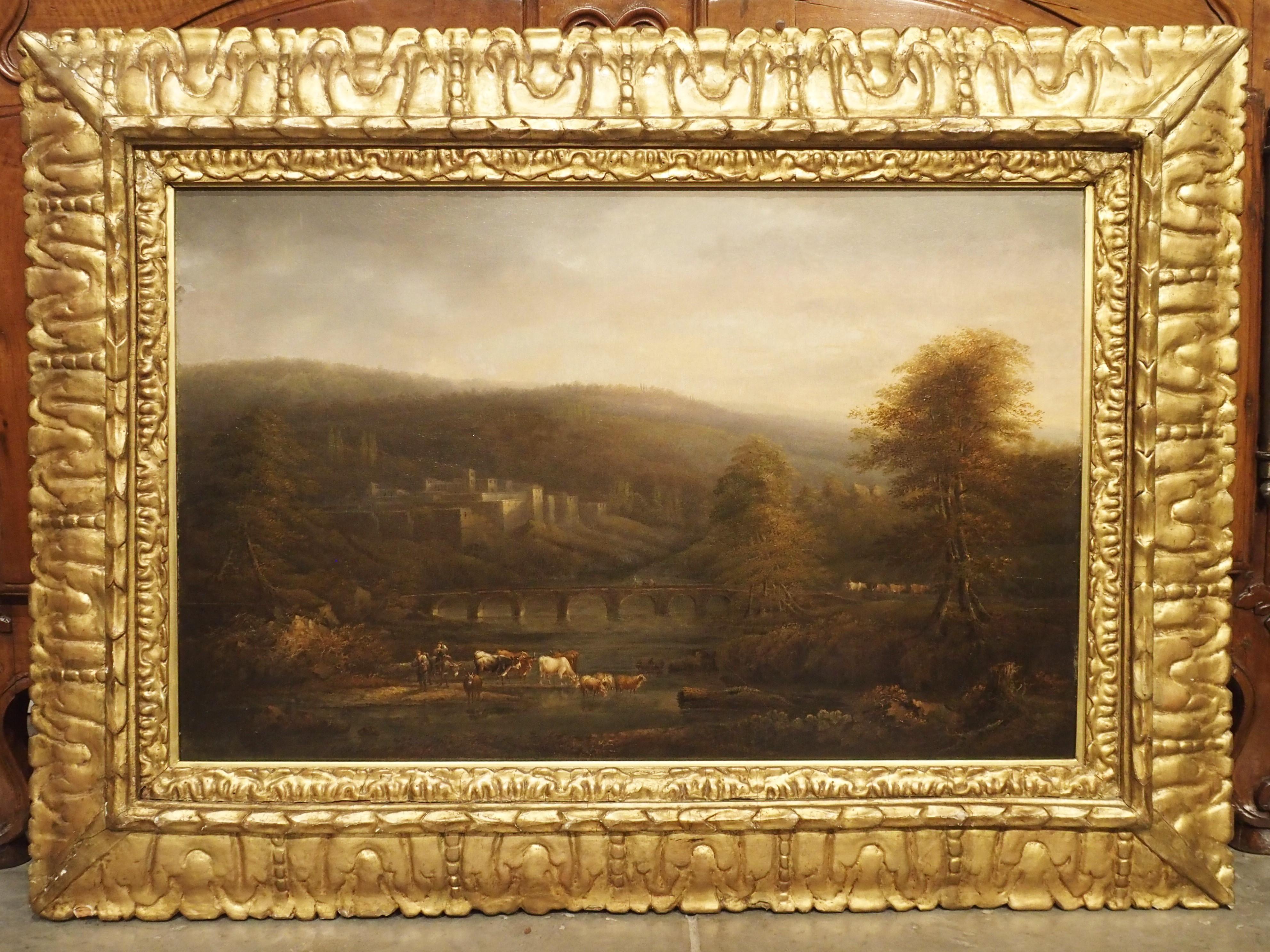 18th Century and Earlier 18th Century Continental Oil on Board Landscape Painting