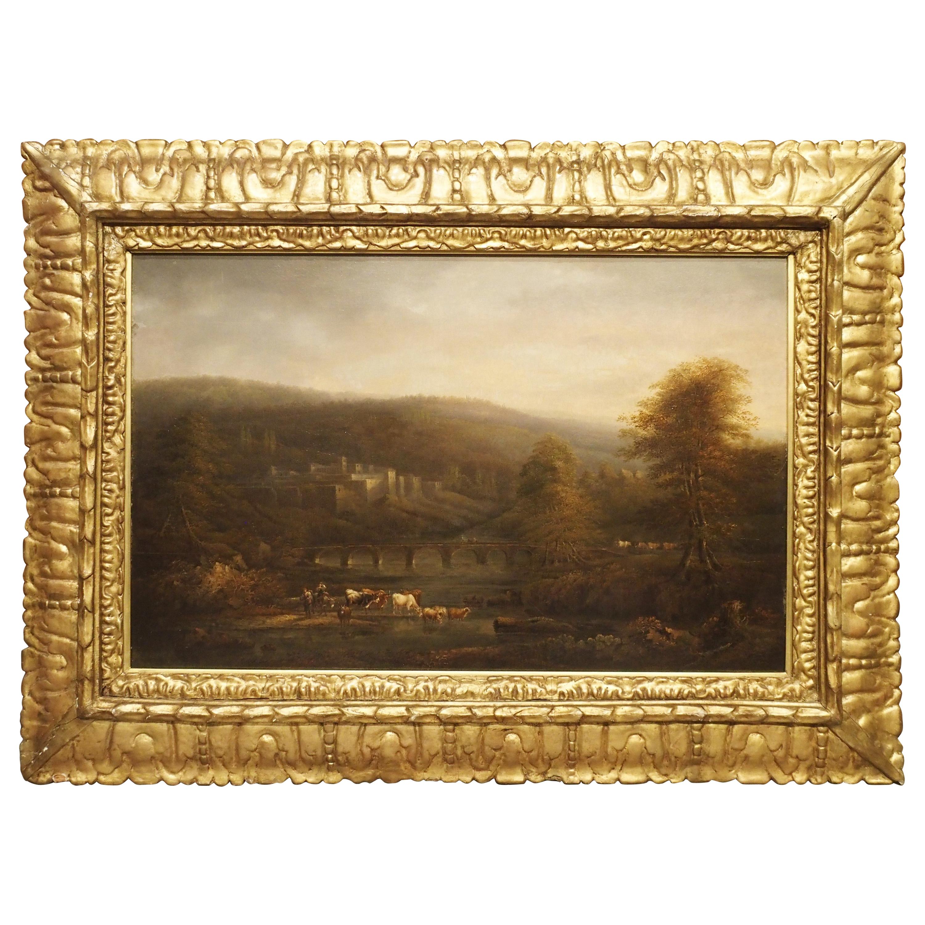 18th Century Continental Oil on Board Landscape Painting