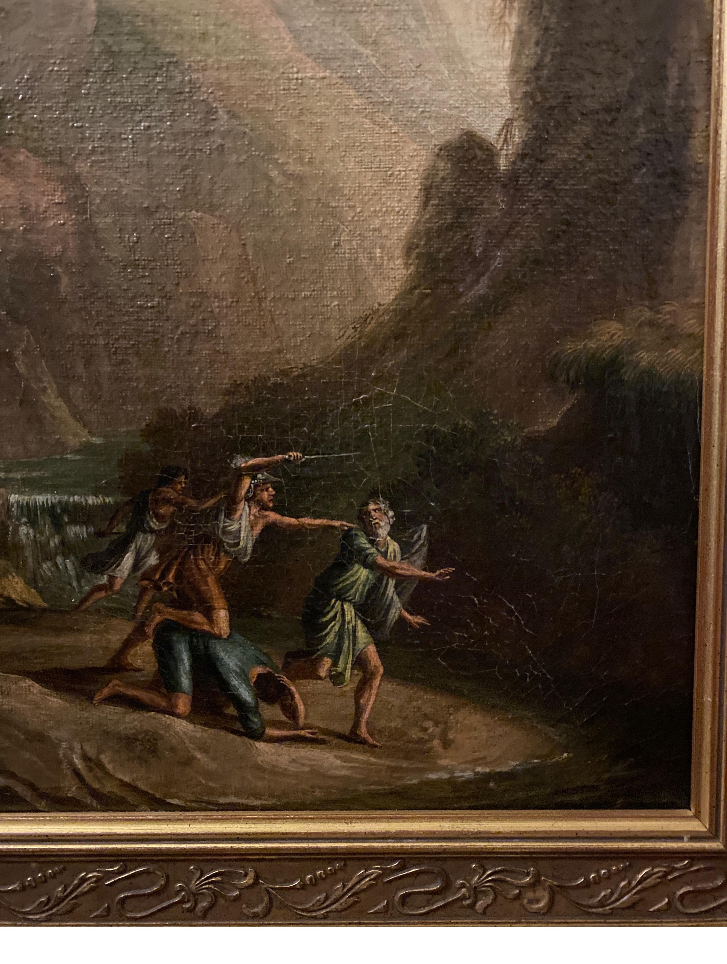 Canvas 18th Century Continental Original Oil Painting of a Biblical Scene For Sale