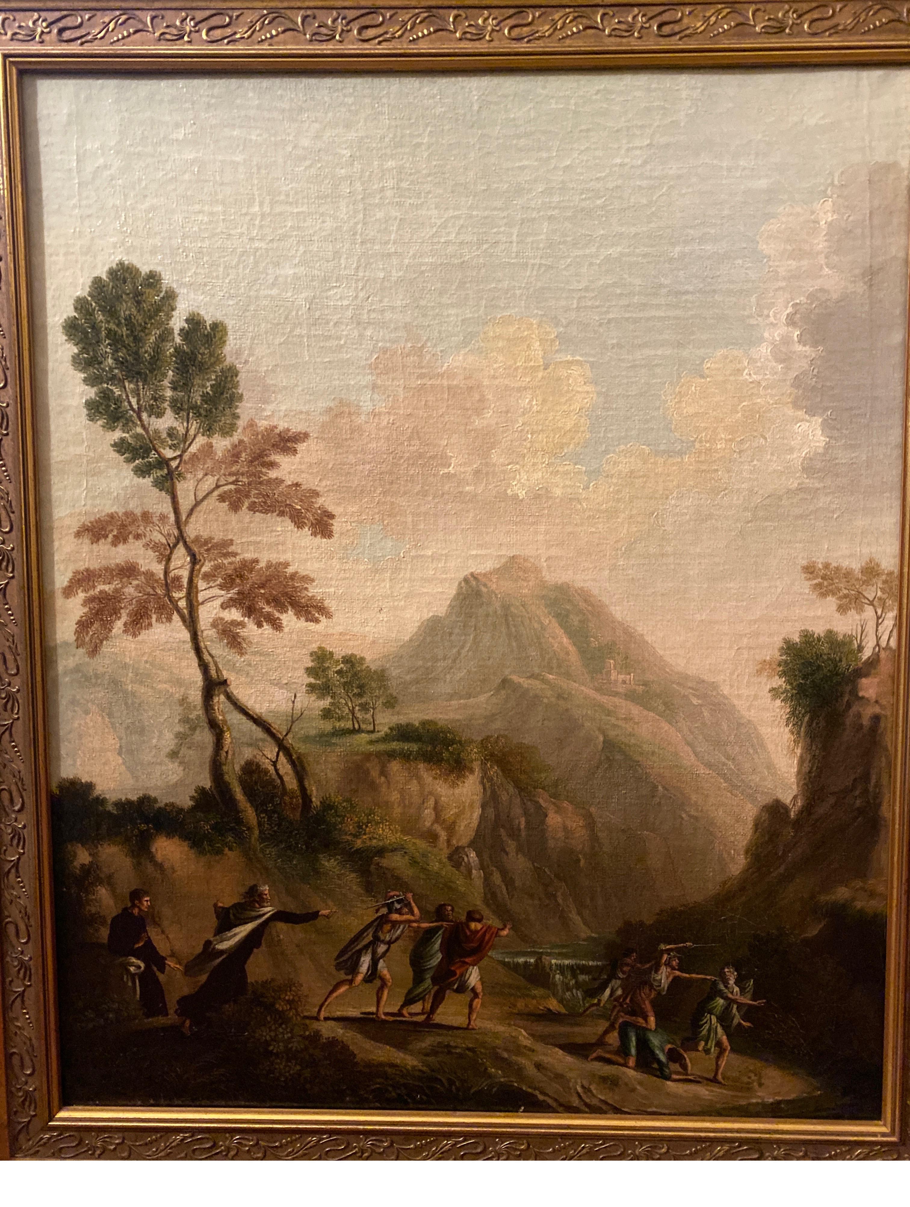 18th Century Continental Original Oil Painting of a Biblical Scene For Sale 1