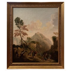 Peinture à l'huile originale d'une scène biblique d'un continent du 18ème siècle