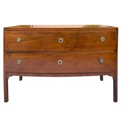 Antique 18th Century Continental Poss. Italian Two-Drawer Walnut Commode, Brass Pulls