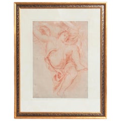 18th Century Continental Red Chalk Drawing, Figure Study