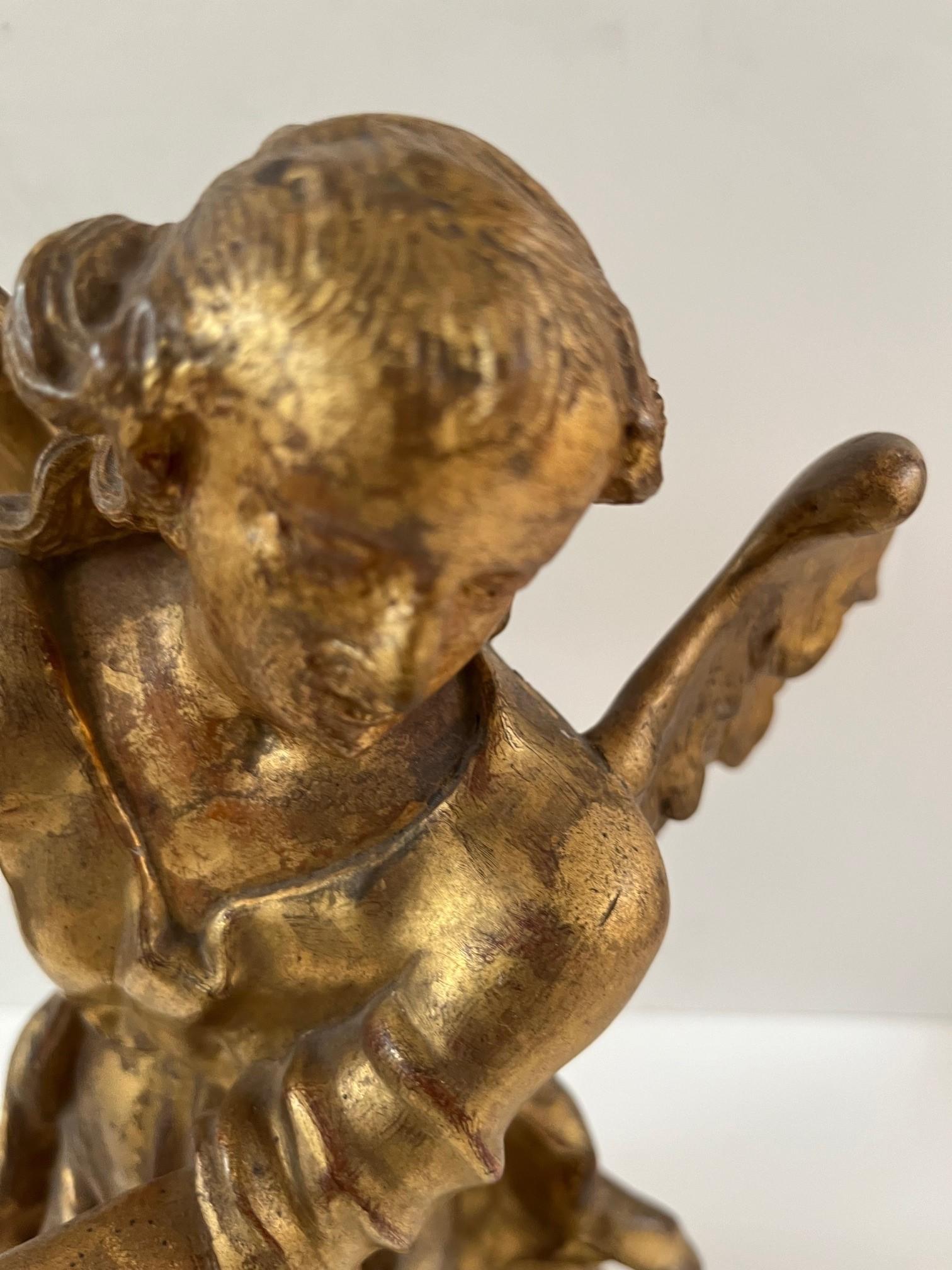 American 18th Century Continental Rococo Giltwood an Angel For Sale