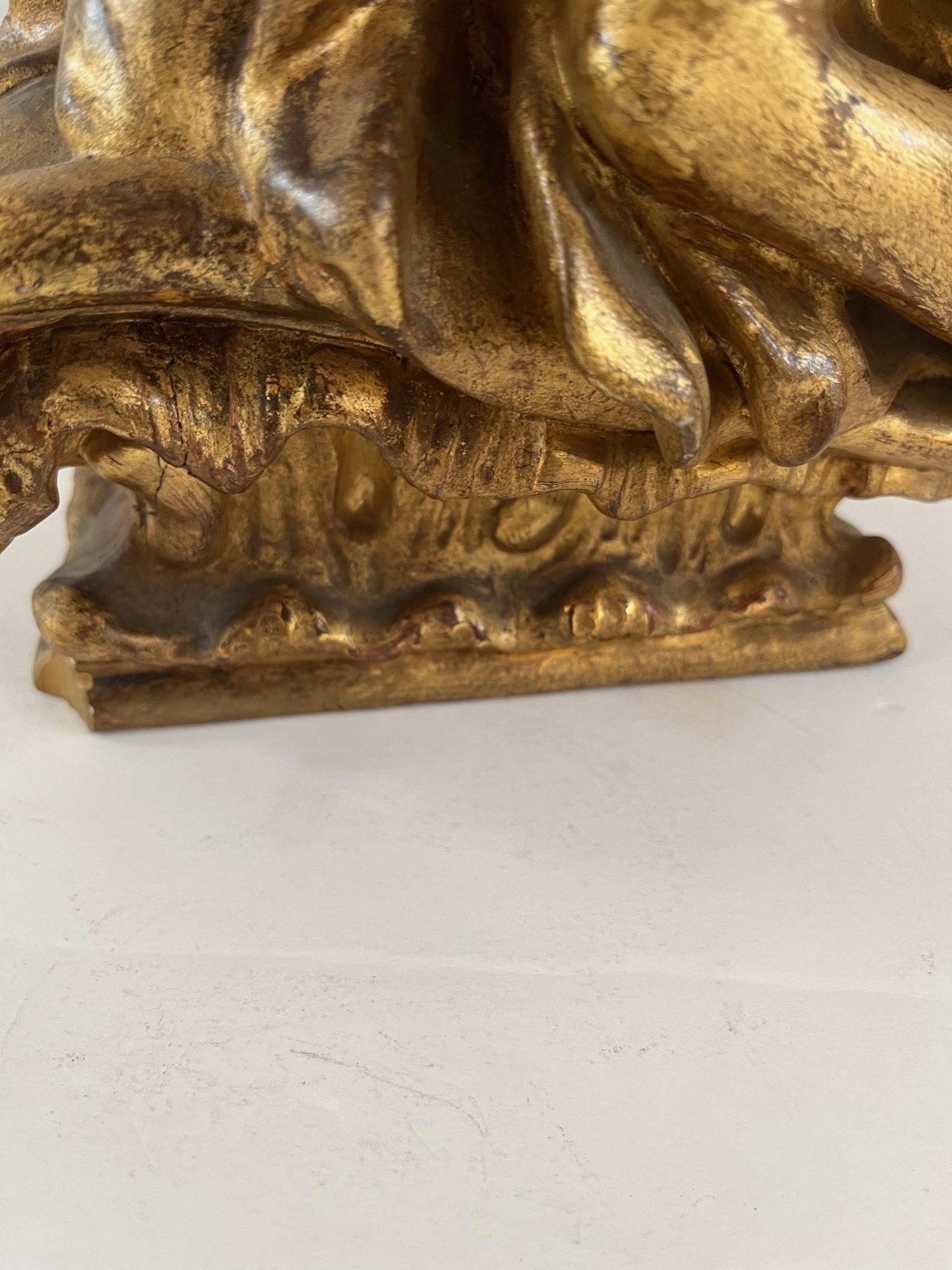 Gold Leaf 18th Century Continental Rococo Giltwood an Angel For Sale