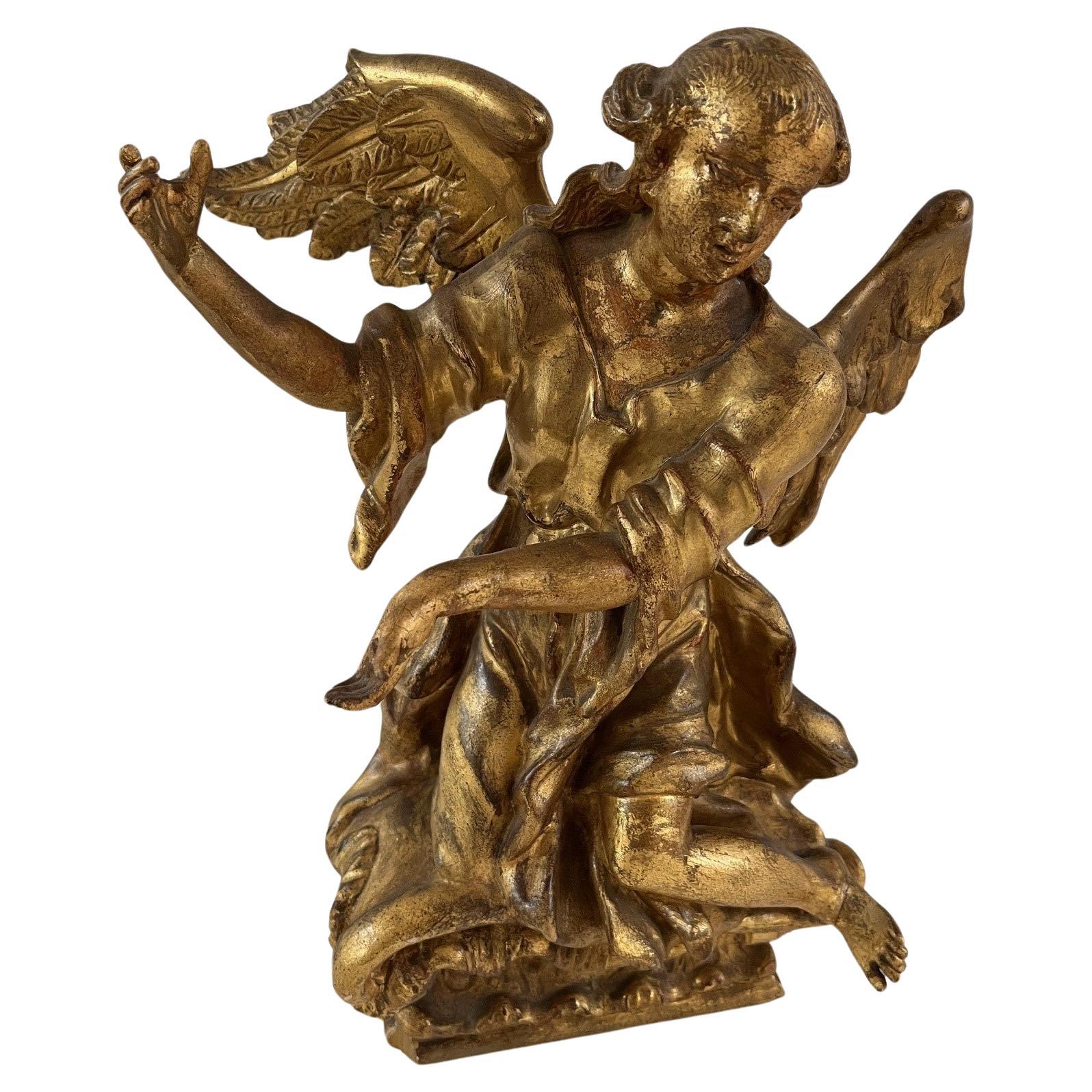 18th Century Continental Rococo Giltwood an Angel For Sale