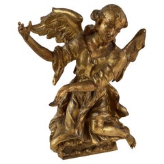 Antique 18th Century Continental Rococo Giltwood an Angel