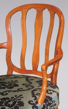 Late 18th Century George III Satinwood Armchairs, England