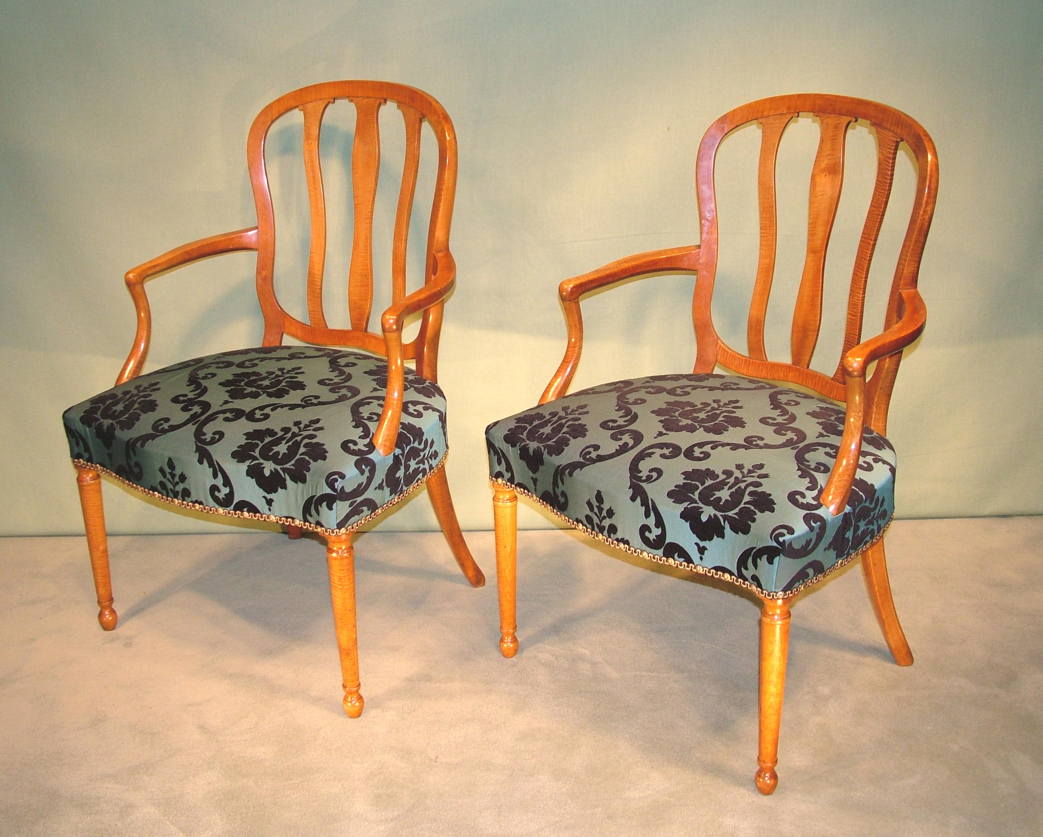 George III 18th Century continental satinwood armchairs For Sale