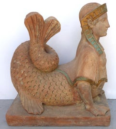 18th Century Continental Terracotta Egyptian Revival Sphinxes, a Matched Pair