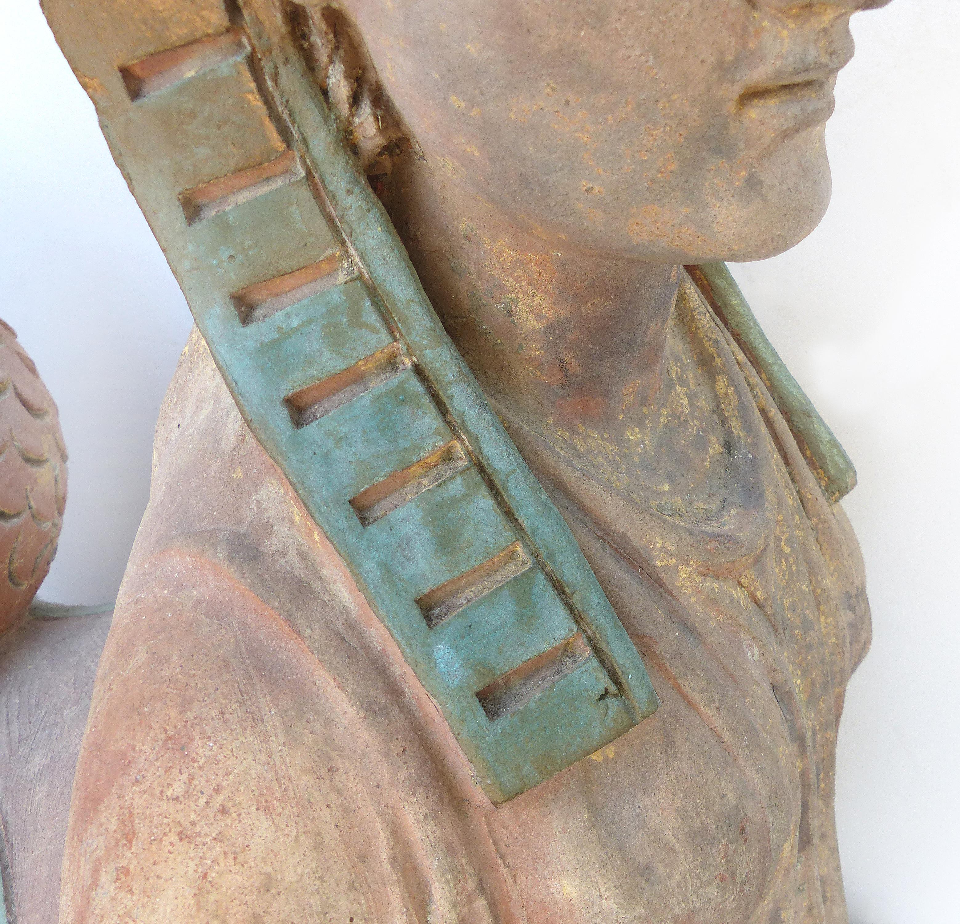 18th Century Continental Terracotta Egyptian Revival Sphinxes, a Matched Pair For Sale 2