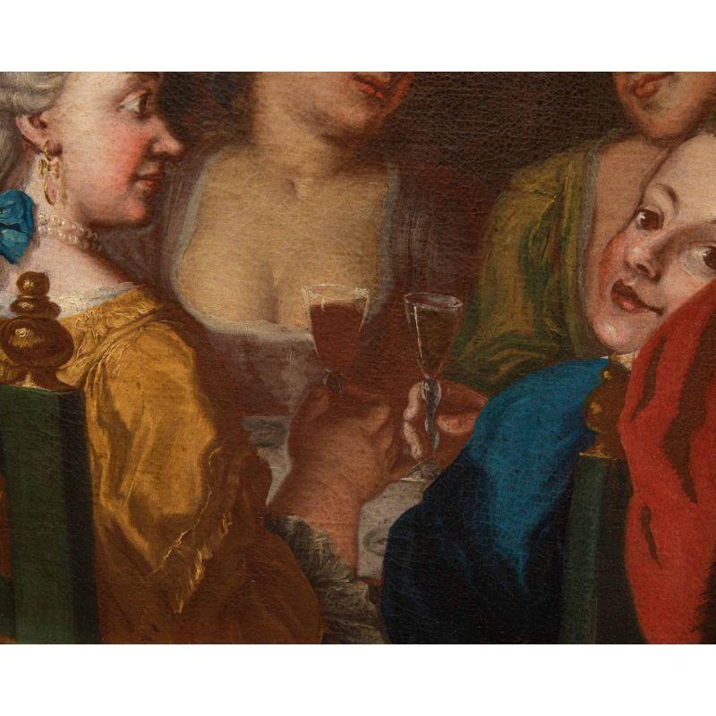Italian 18th Century Convivial Scene Painting Oil on Canvas by Pietro Fabris