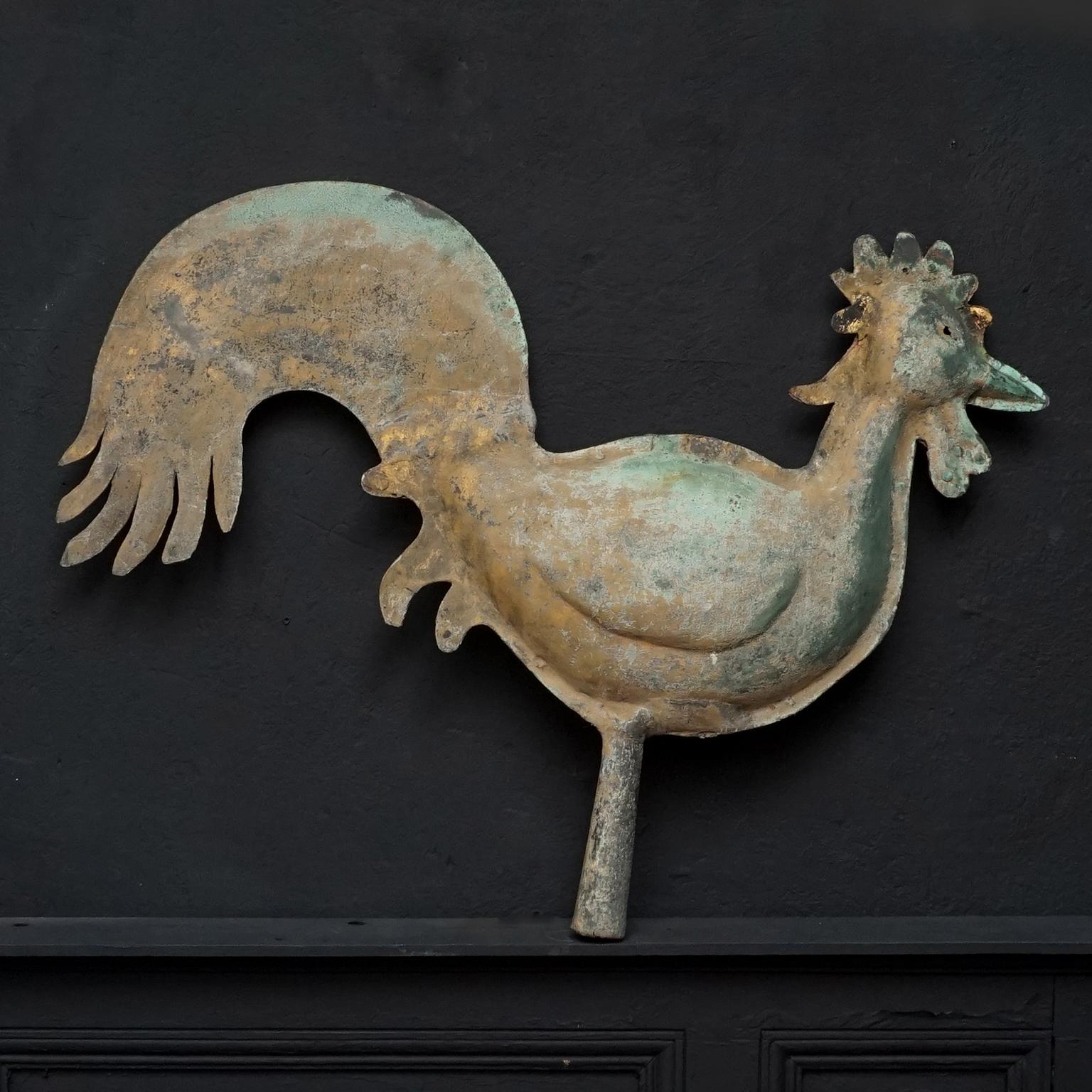 French 18th Century Copper and Brass Weathercock or Weathervane