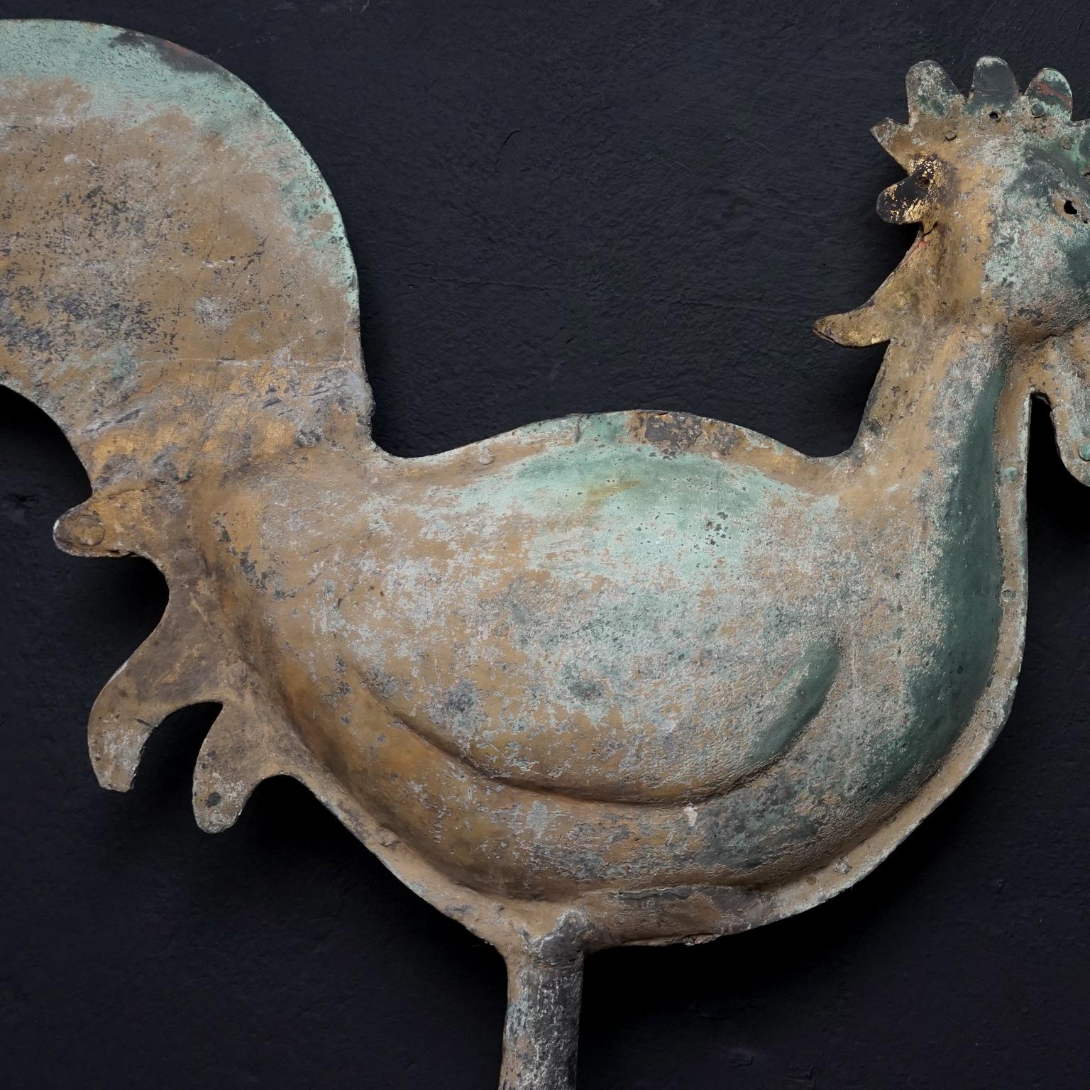 Molded 18th Century Copper and Brass Weathercock or Weathervane