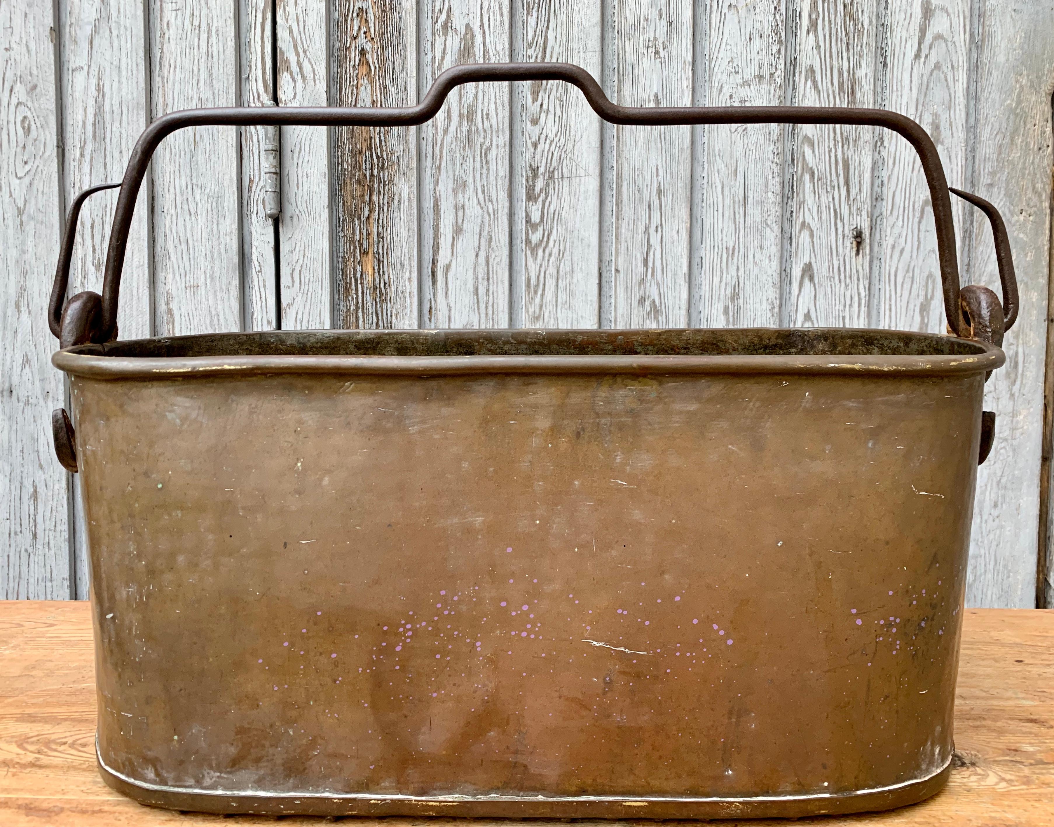 18th Century Copper and Forged Iron Big Bucket 1