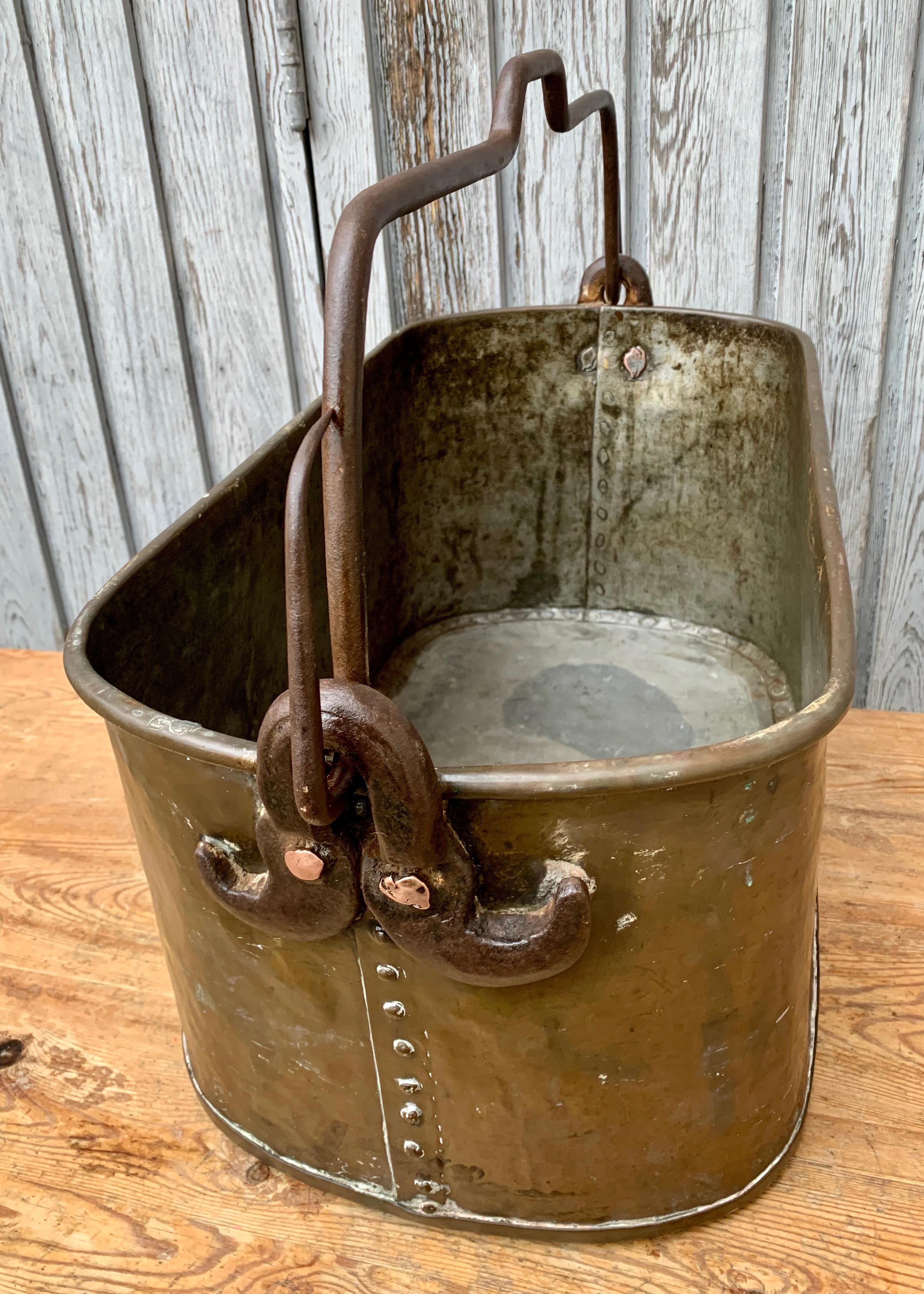 18th Century Copper and Forged Iron Big Bucket 2