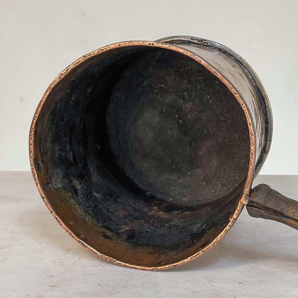 18th Century Copper & Brass Saucepot with Handle For Sale 6