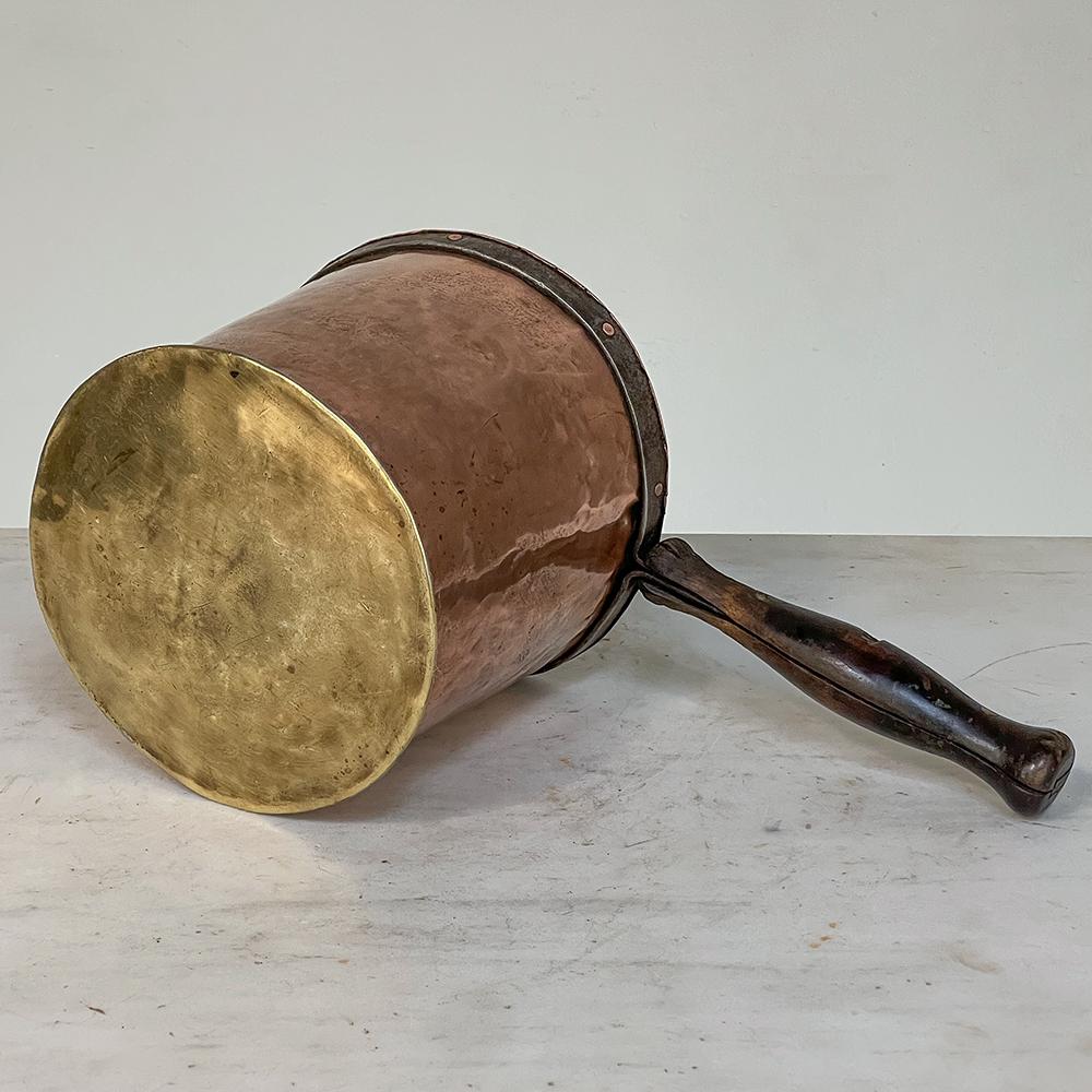 18th Century Copper & Brass Saucepot with Handle For Sale 7