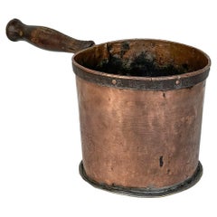 Casserole en cuivre et laiton du 18e siècle avec poignée