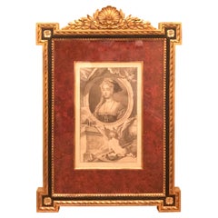 Antique 18th Century Copper Engraving in Giltwood Frame Published in 1746, Jane Seymour