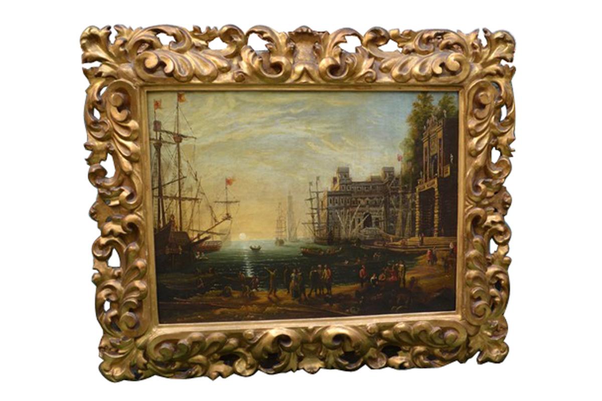 A late 18th century copy of a painting by Claude Lorrain titled, 