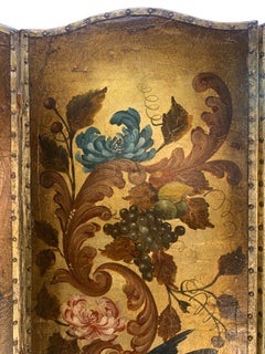 18th Century Cordoban Hand Painted & Gilt Embossed Leather Screen