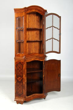 18th Century Corner Cabinet with Glassdoors and Marquetry, circa 1770