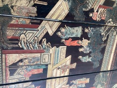 18th Century Coromandel 4 Panel Folding Screen 2 Sided Chinoiserie