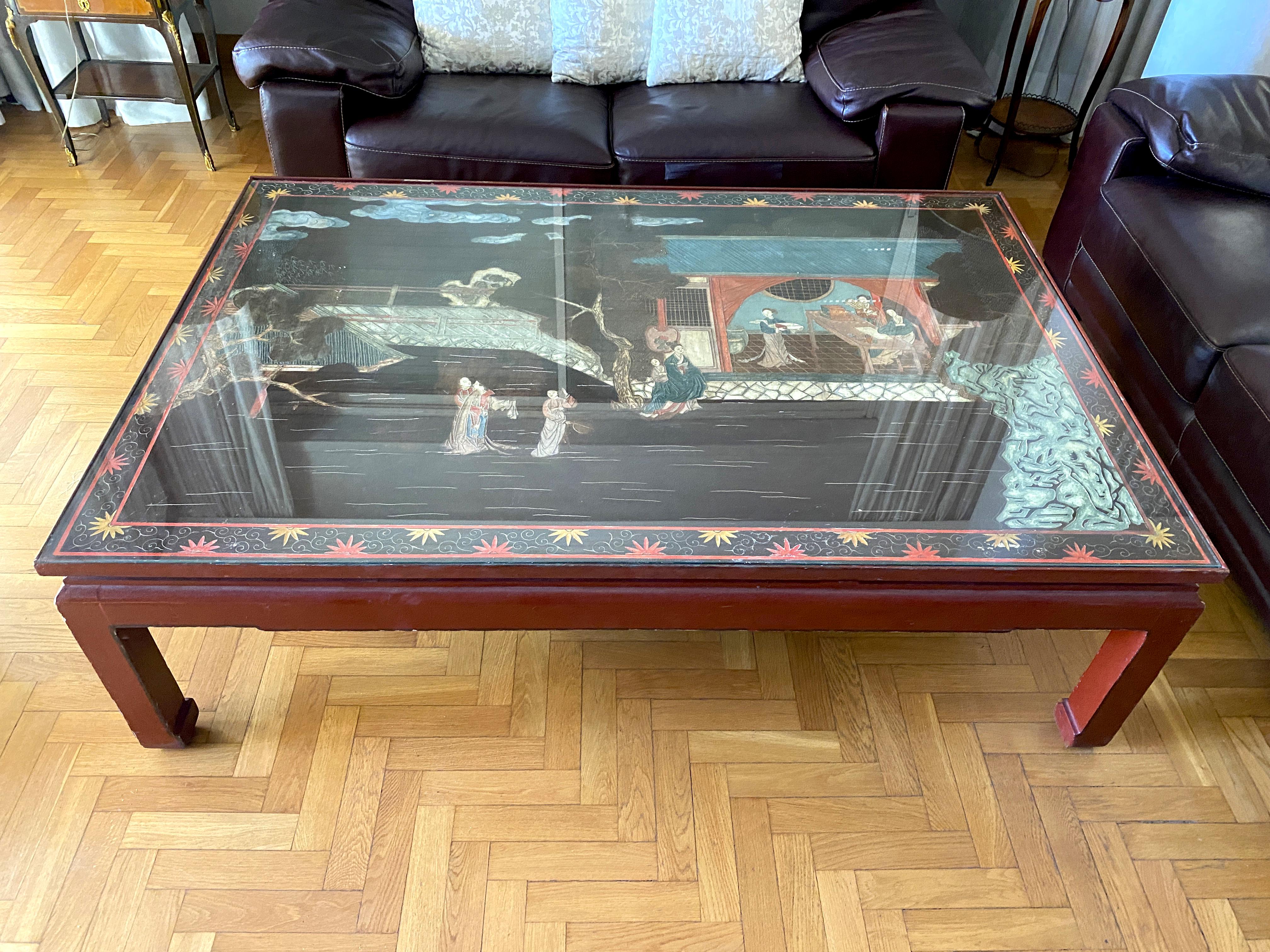 Other 18th Century Coromandel Screen Large Chinese Coffee Table For Sale
