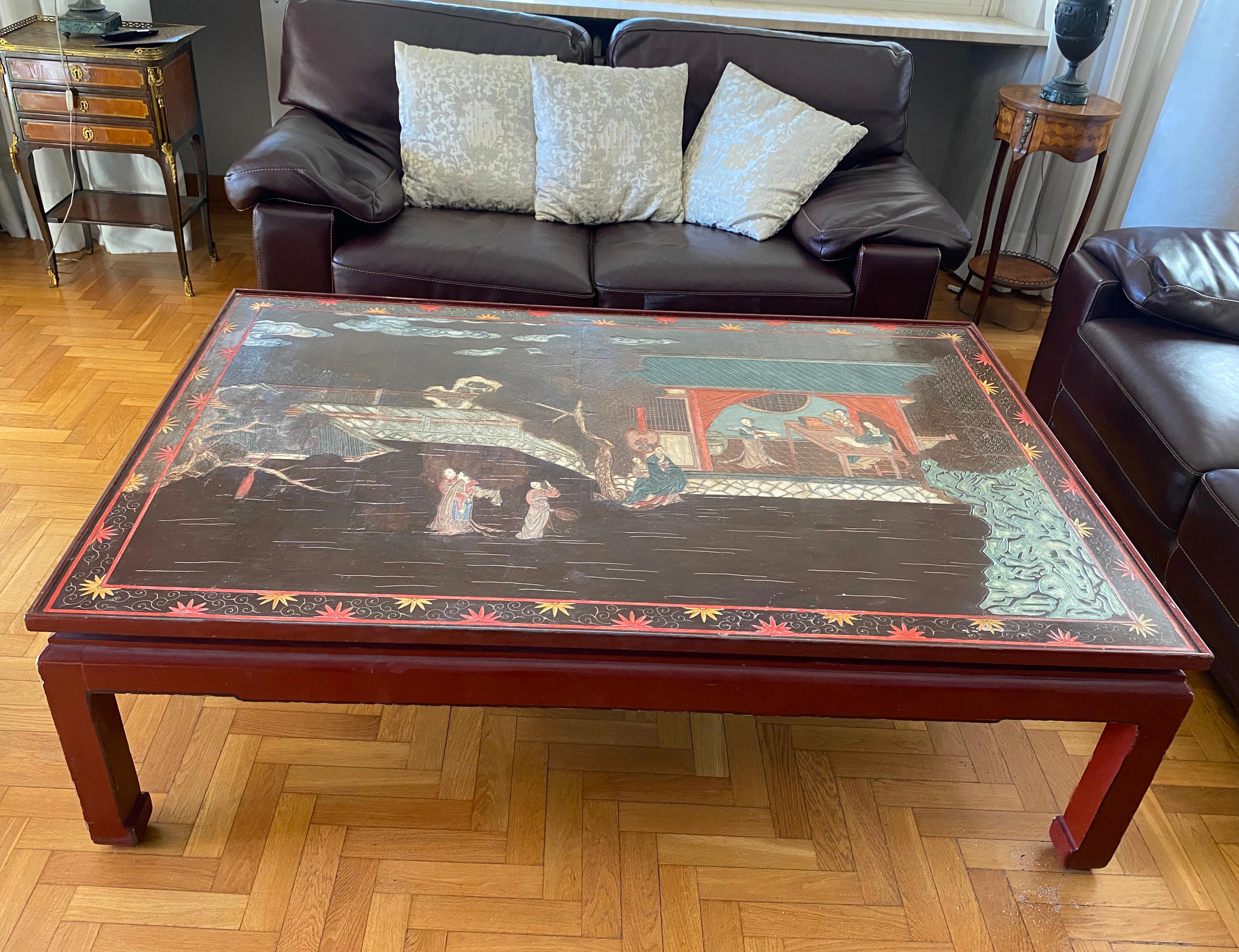 18th Century Coromandel Screen Large Chinese Coffee Table For Sale 2