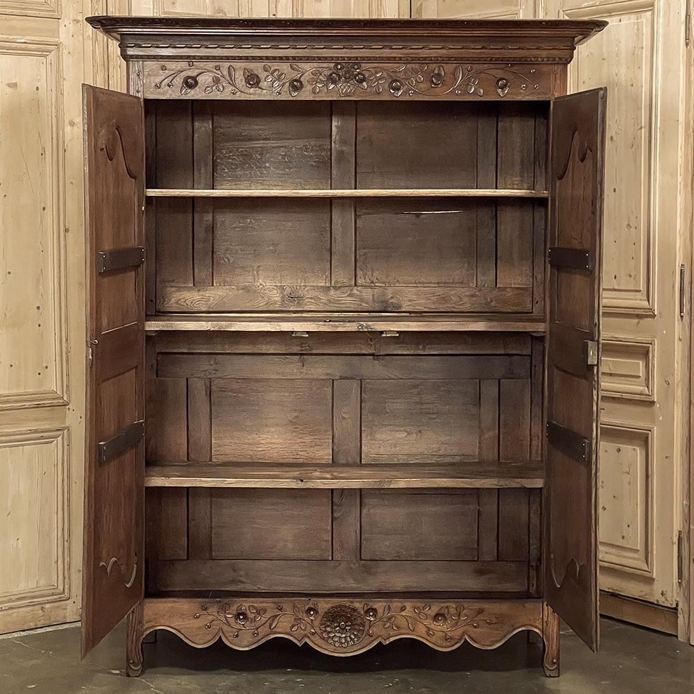Hand-Carved 18th Century Country French Armoire from Normandie For Sale