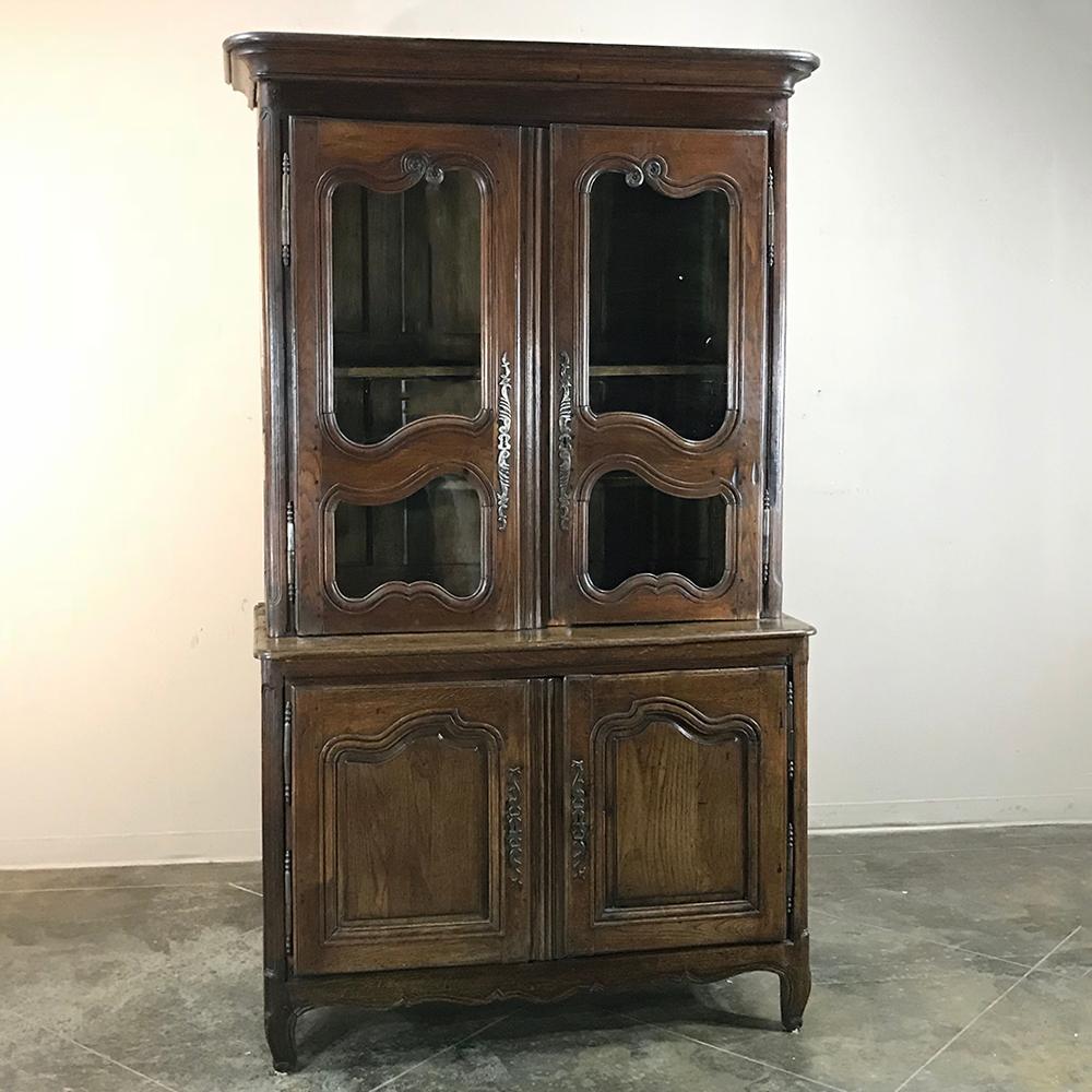 18th century Country French bookcase - buffet a deux corps can serve double duty! Display your books in style, or use in the dining room or family room to display cherished family heirlooms. Handcrafted from solid red oak to last for generations, it