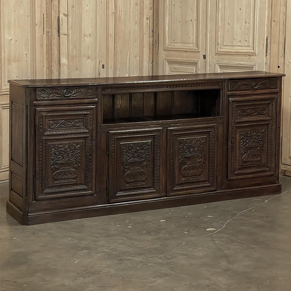 18th Century Country French buffet is a marvelous artifact that dates back to the infancy of the United States of America, where France's King Louis XVI assisted with the successful revolution that changed history forever! The good King was also