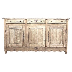 Antique 18th Century Country French Buffet in Stripped Elmwood