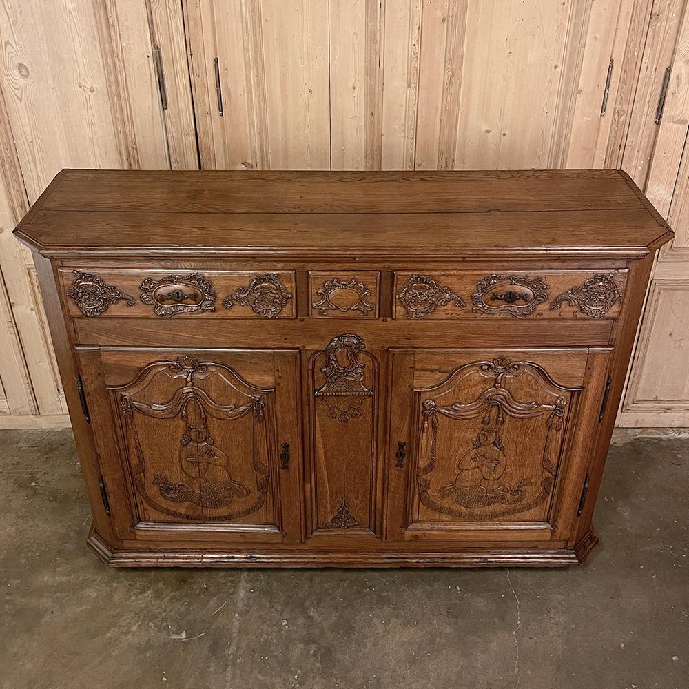 Hand-Crafted 18th Century Country French Buffet with Mermaids For Sale