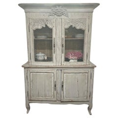 18th Century Country French Carved, Painted Buffet, Hutch