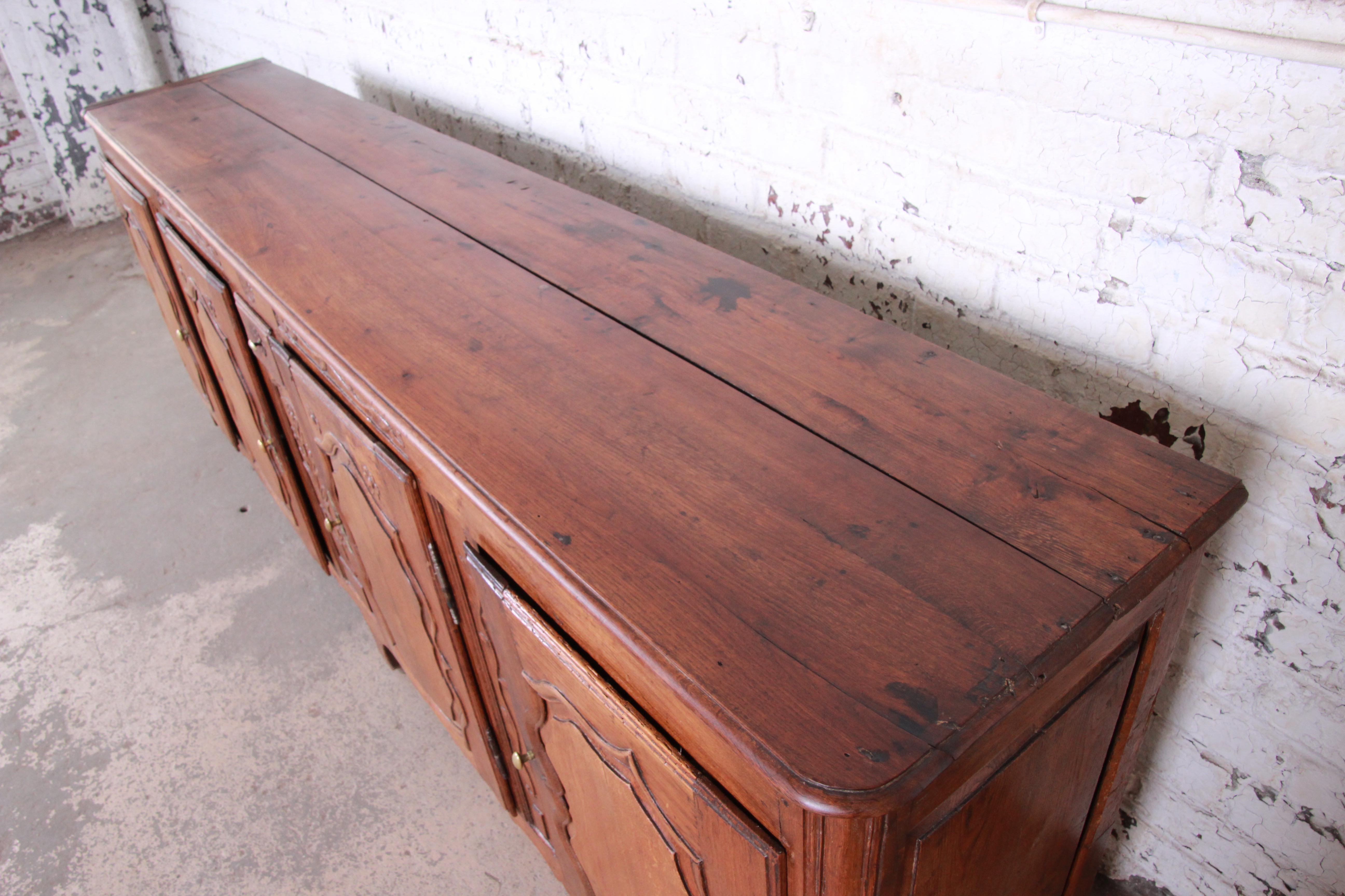 18th Century Country French Carved Walnut Long Sideboard 2