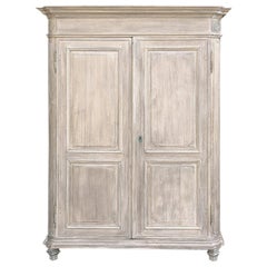 Antique 18th Century Country French Louis XIV Whitewashed Armoire