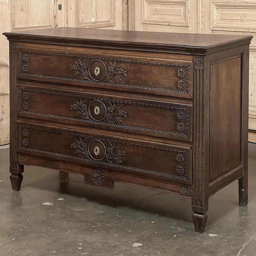 18th Century Country French Louis XVI Neoclassical Commode ~ Chest of Drawers is a timeless reminder of the everlasting splendor of the classical style, founded by the ancient Greeks and continued by the Romans thousands of years ago!  This example,