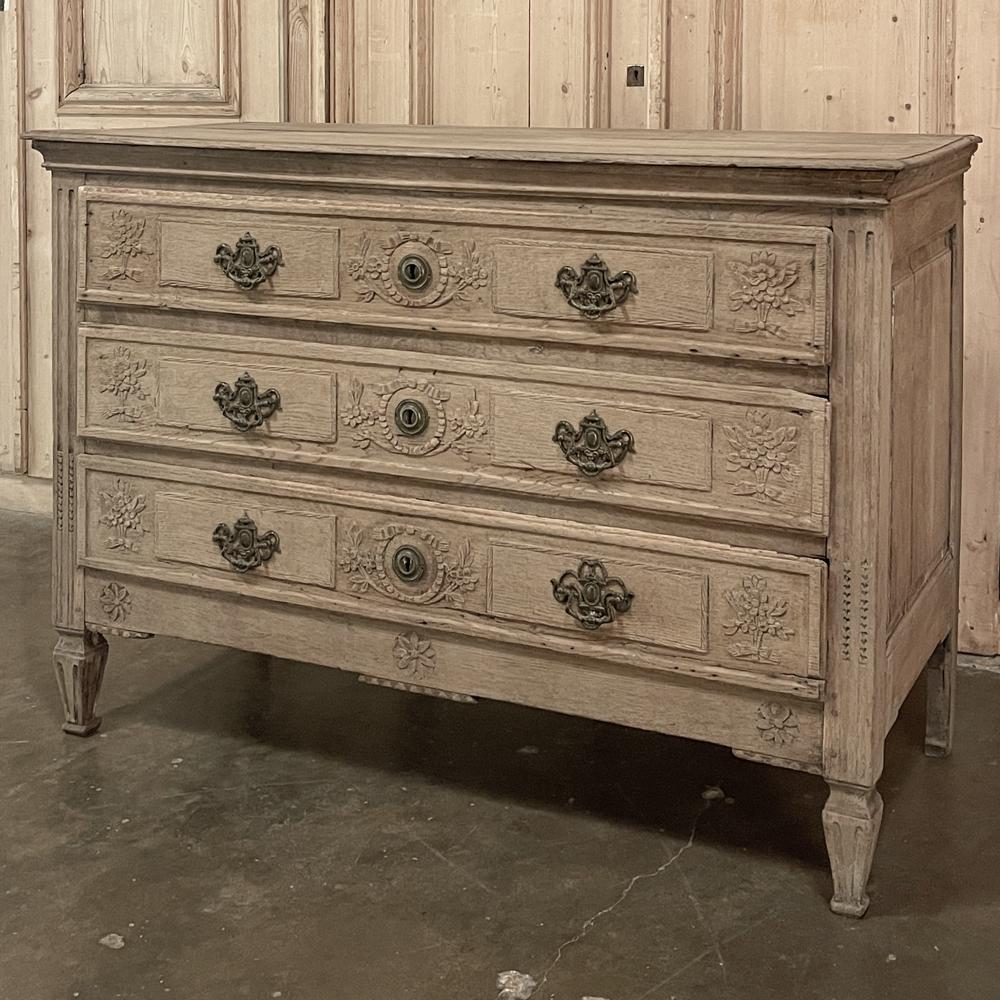 Hand-Crafted 18th Century Country French Louis XVI Neoclassical Commode in Stripped Oak For Sale