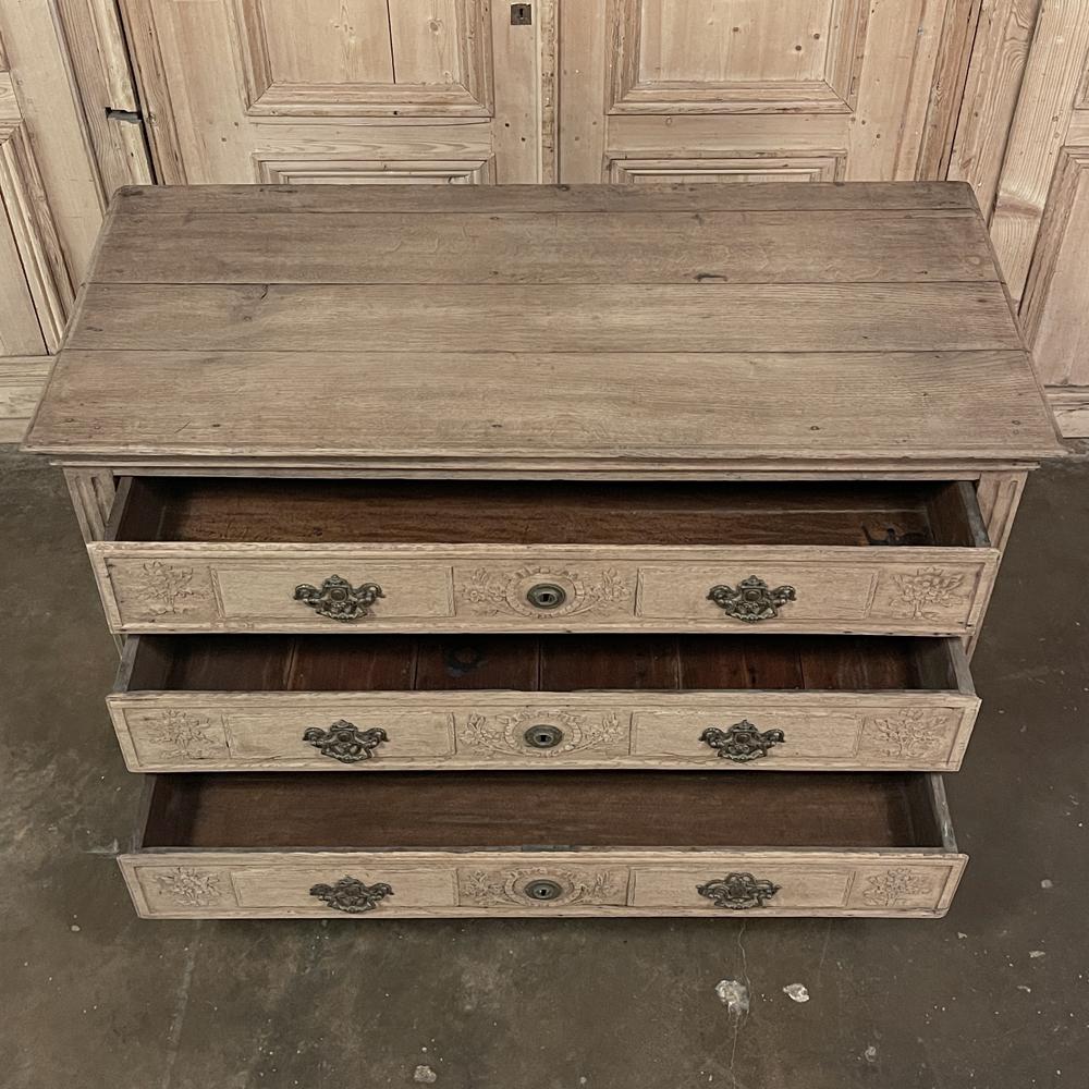 Bronze 18th Century Country French Louis XVI Neoclassical Commode in Stripped Oak For Sale