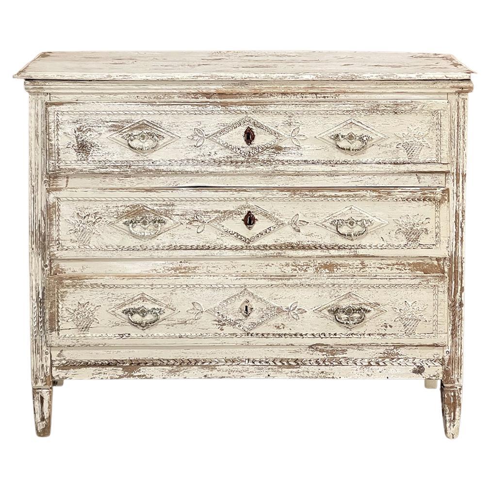 18th Century Country French Louis XVI Neoclassical Painted Commode