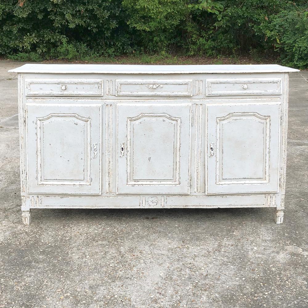 Hand-Painted 18th Century Country French Louis XVI Painted Buffet For Sale