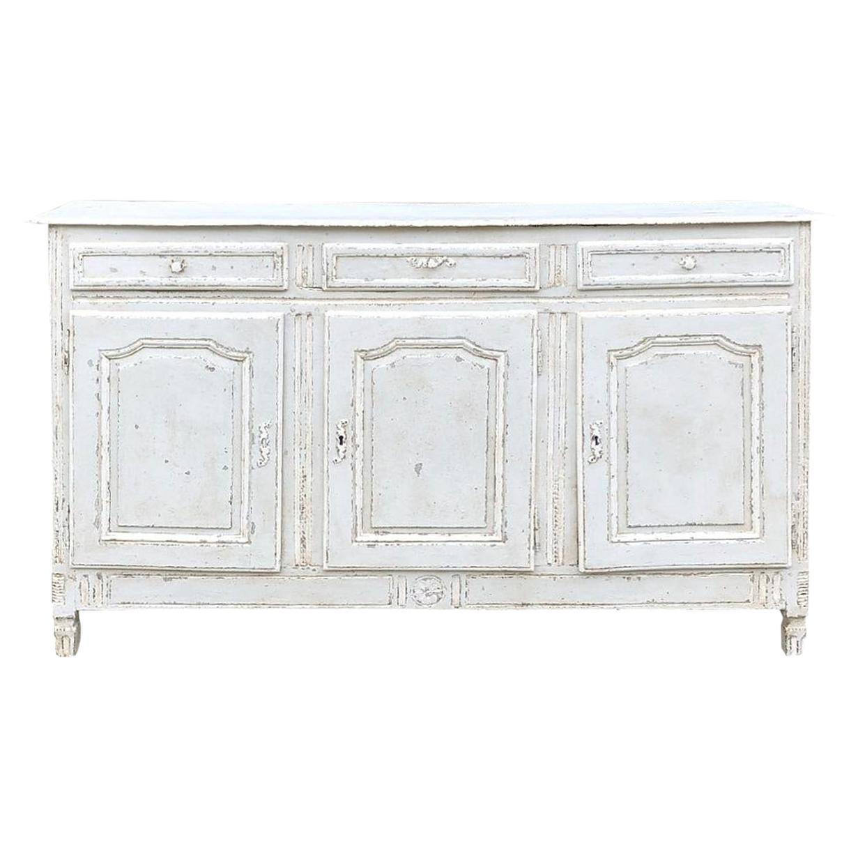 18th Century Country French Louis XVI Painted Buffet For Sale