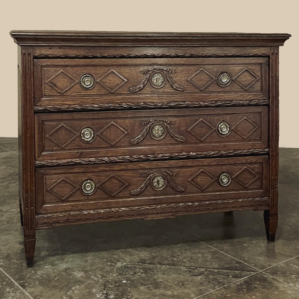 Hand-Carved 18th Century Country French Louis XVI Period Commode For Sale