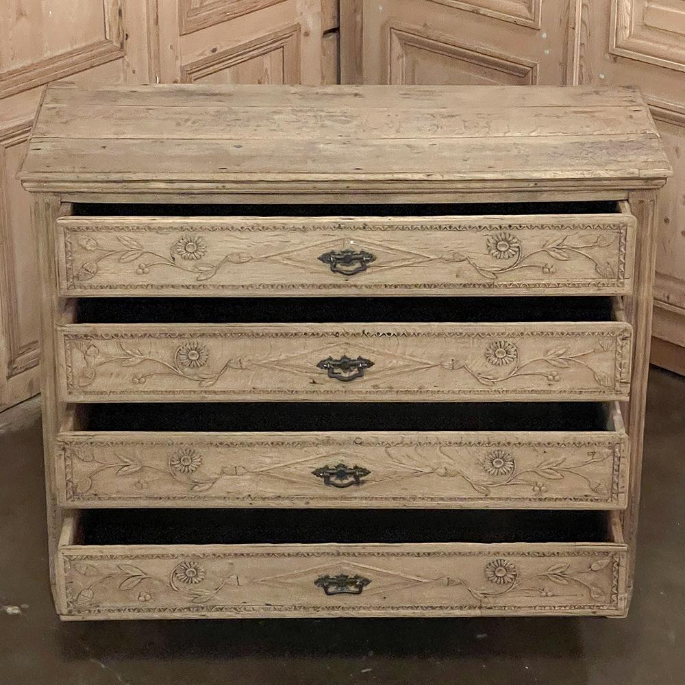 Brass 18th Century Country French Louis XVI Period Commode in Stripped Oak