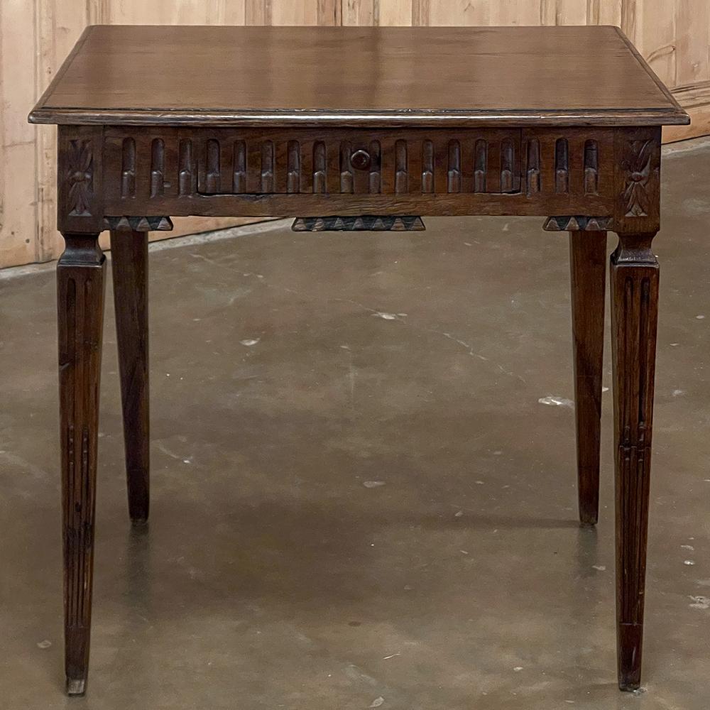 Hand-Carved 18th Century Country French Louis XVI Period End Table For Sale