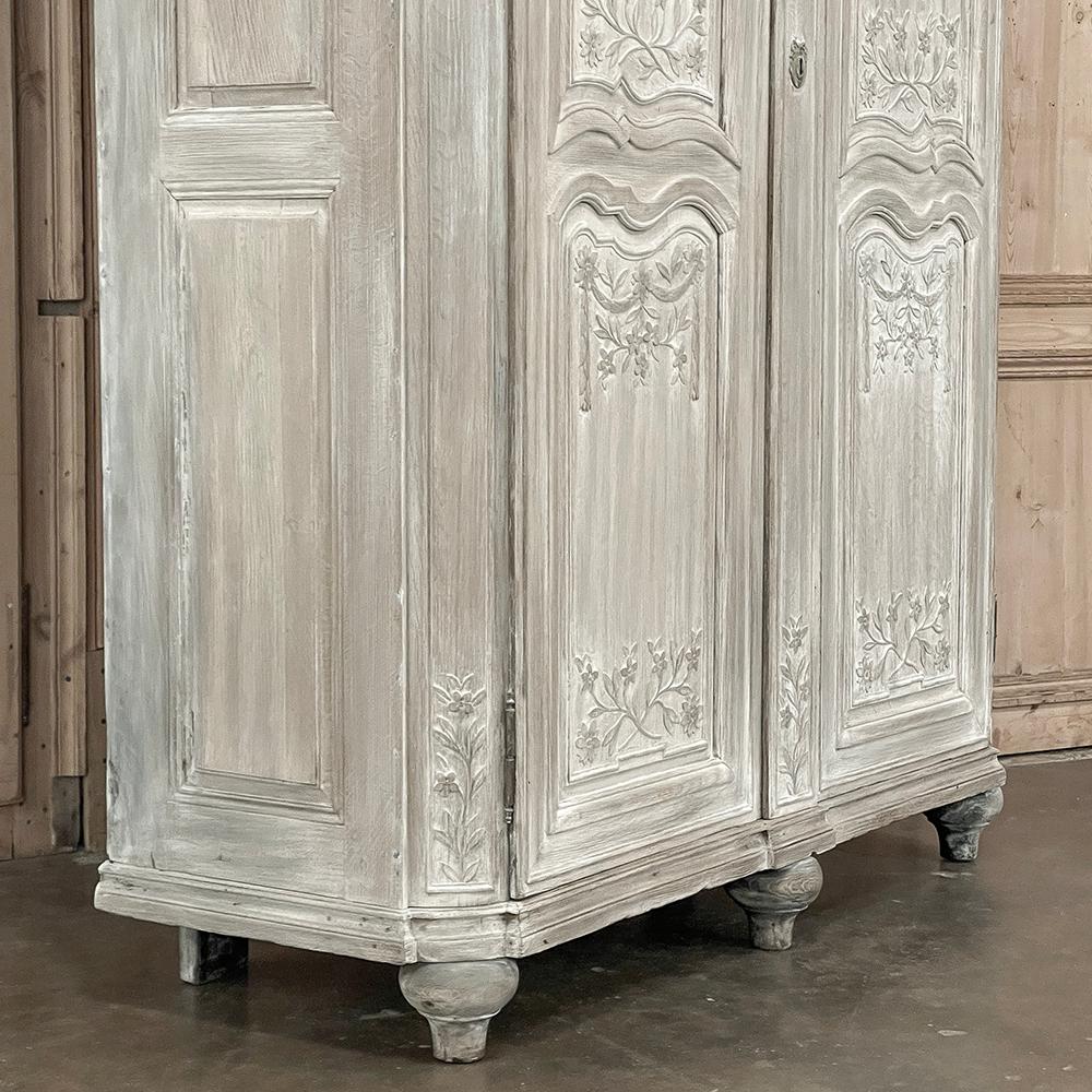18th Century Country French Louis XVI Period Whitewashed Armoire For Sale 5